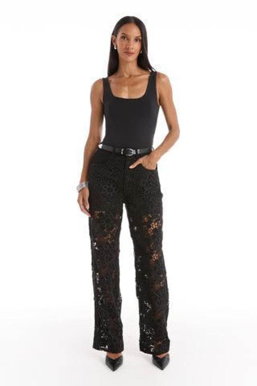 The Noli Shop Celeste Lace High Rise Jeans Black Size 26